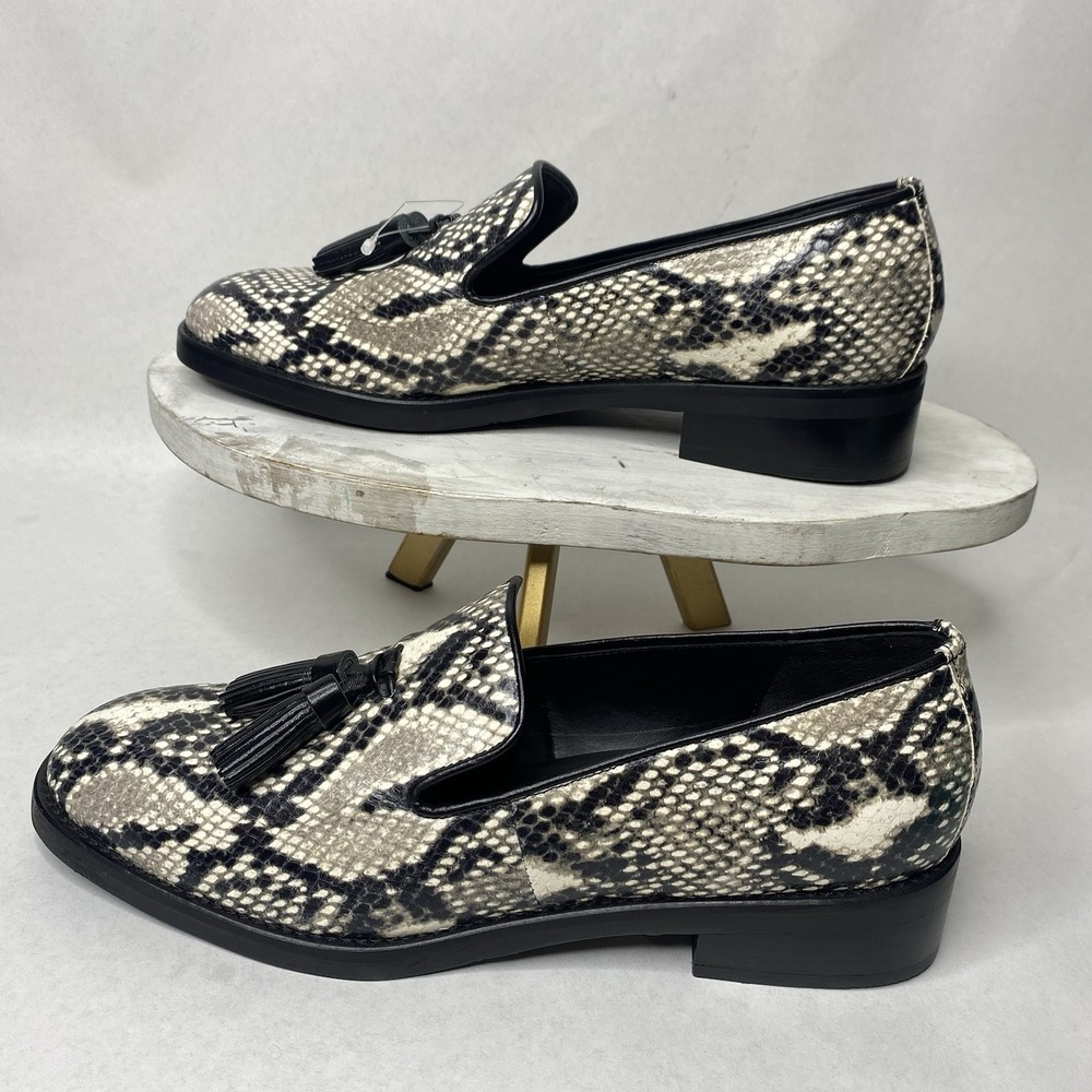 PONS QUINTANA‎ Women Size 40 Spain Leather Omega Python Print Tassel Mocassin